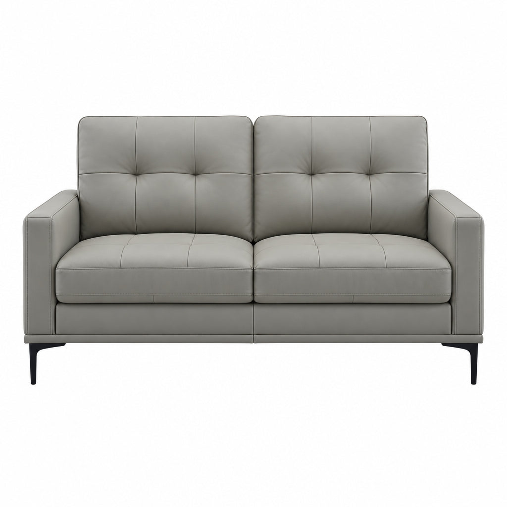Prophet 2 Seater Leather Sofa - Steel