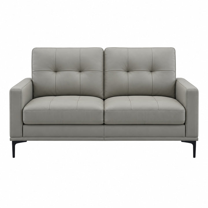 Prophet 2 Seater Leather Sofa - Steel