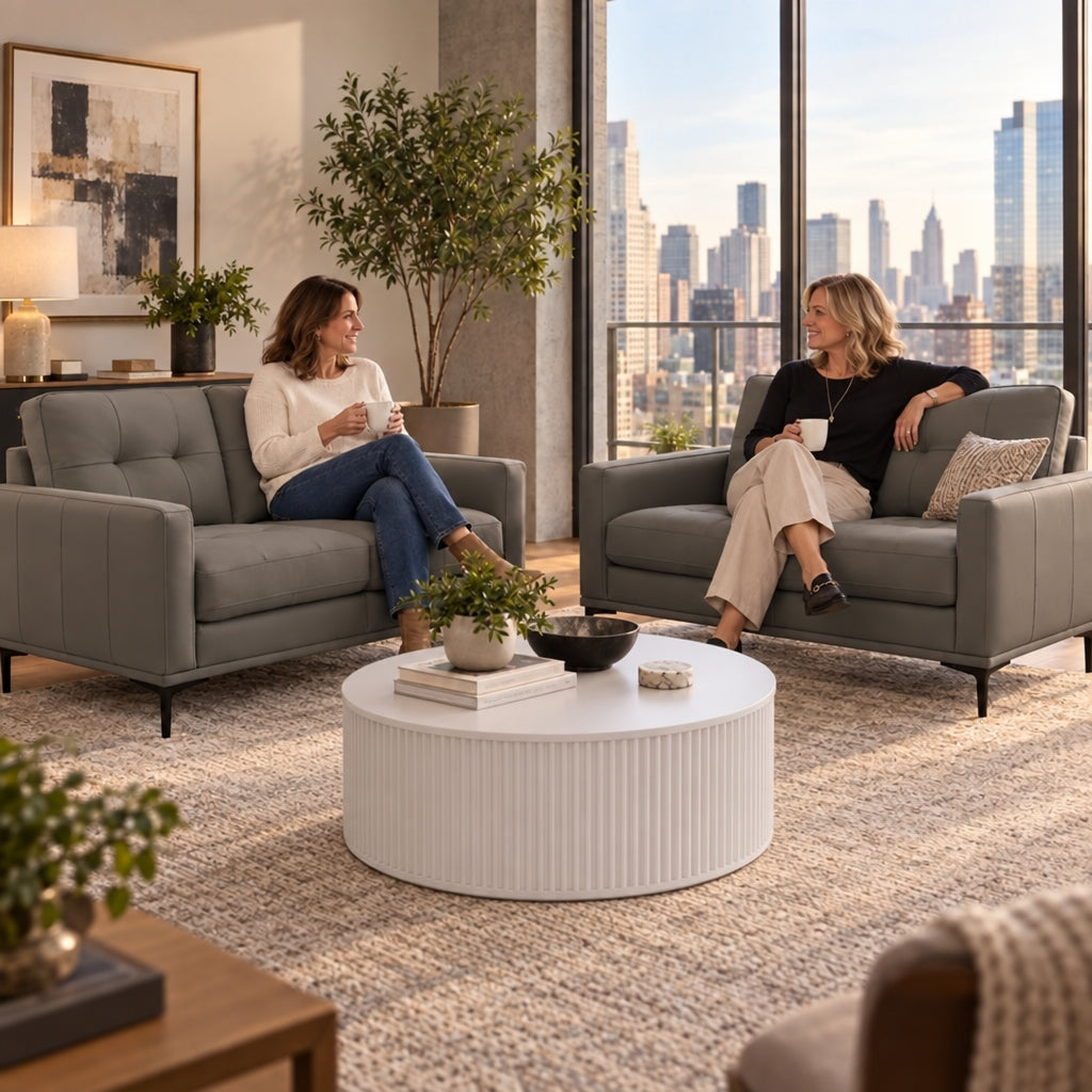 Prophet 2 Seater Leather Sofa - Storm