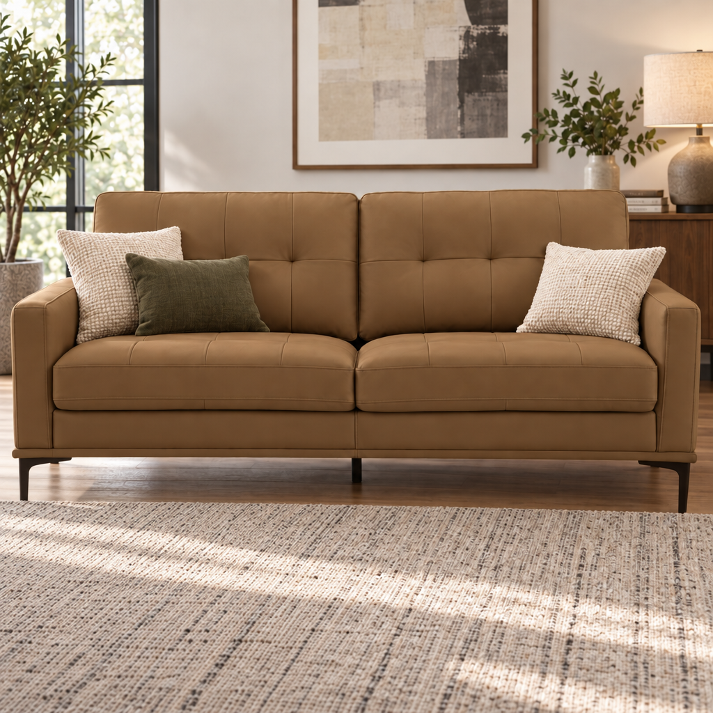 Prophet 3 Seater Leather Sofa - Desert