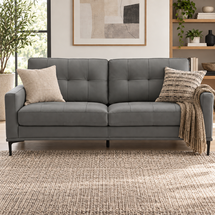 Prophet 3 Seater Leather Sofa - Storm