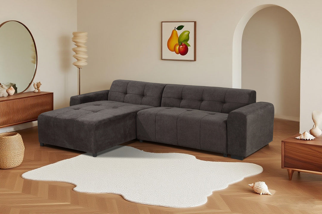 Harley 4 Seater Upholstered Sofa with Reversible Chaise - Coal