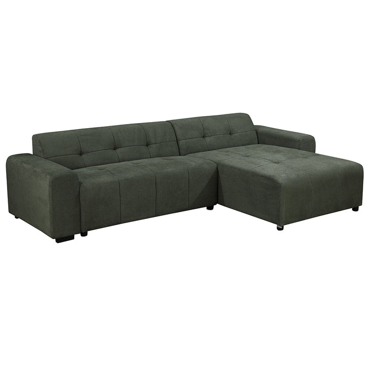 Harley 4 Seater Upholstered Sofa with Reversible Chaise - Green