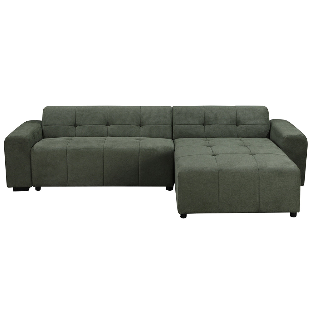 Harley 4 Seater Upholstered Sofa with Reversible Chaise - Green