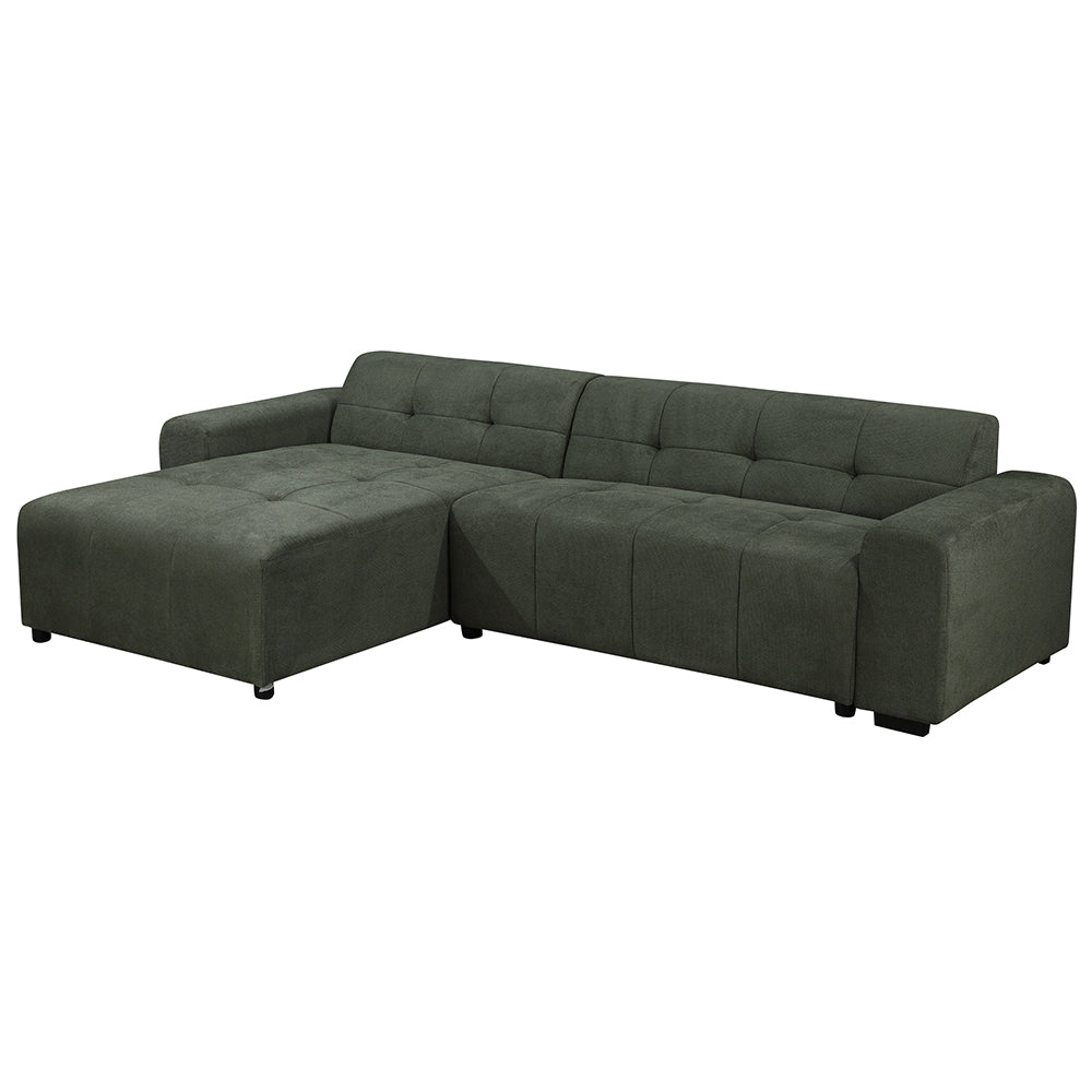 Harley 4 Seater Upholstered Sofa with Reversible Chaise - Green