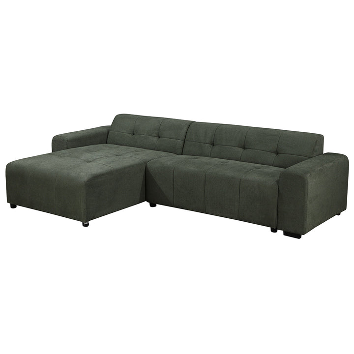 Harley 4 Seater Upholstered Sofa with Reversible Chaise - Green