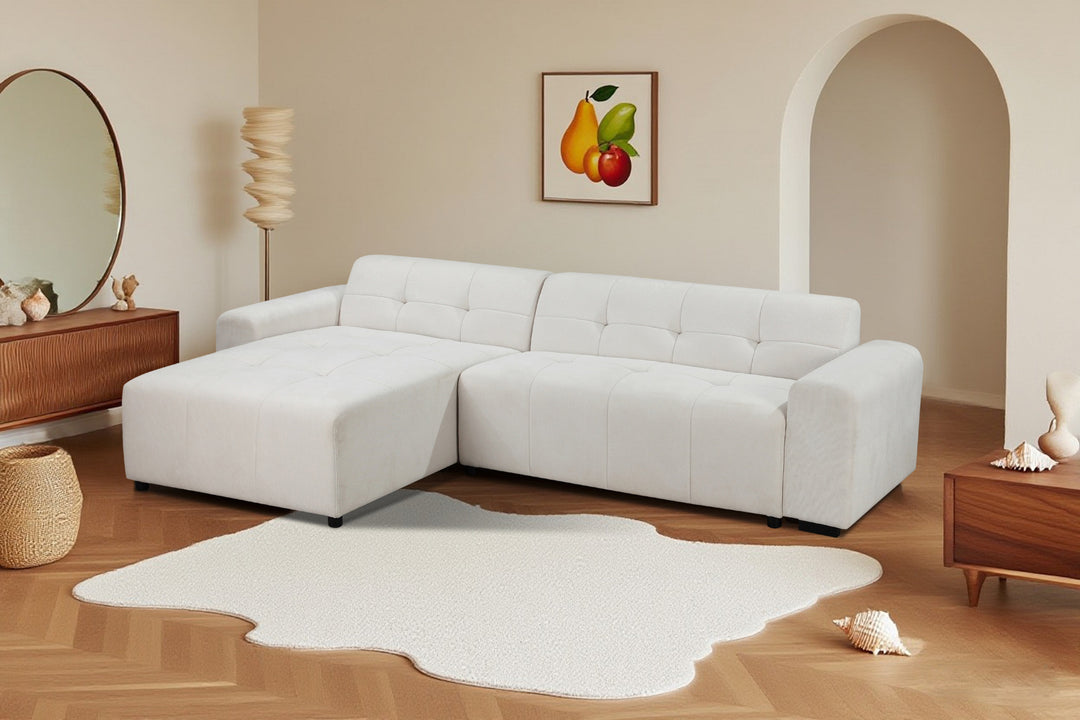 Harley 4 Seater Upholstered Sofa with Reversible Chaise - Natural