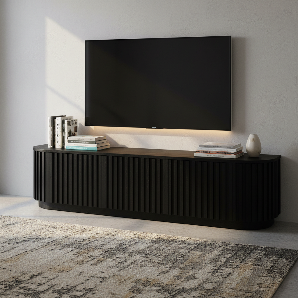 Marty 1.8m Entertainment TV Unit - Full Black Oak
