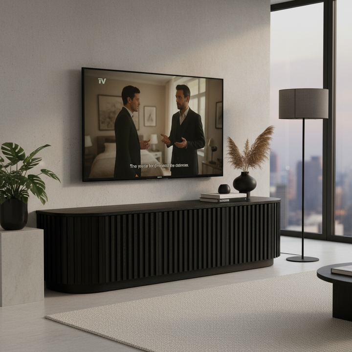 Marty 1.8m Entertainment TV Unit - Full Black Oak