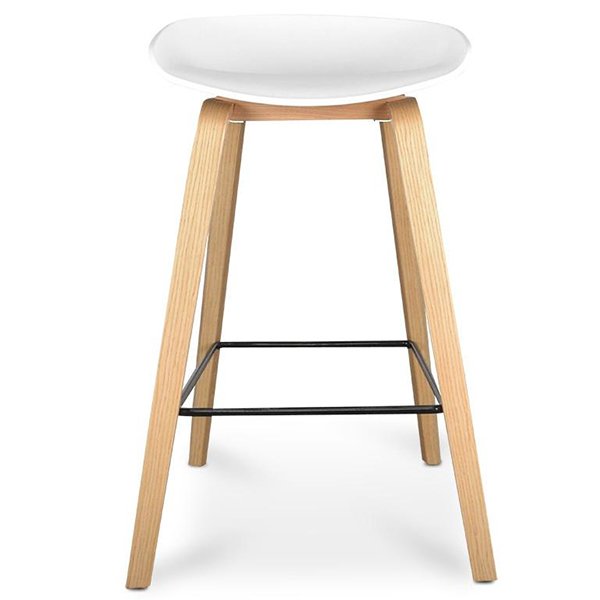 Rachel 65cm Bar Stool - White And Natural