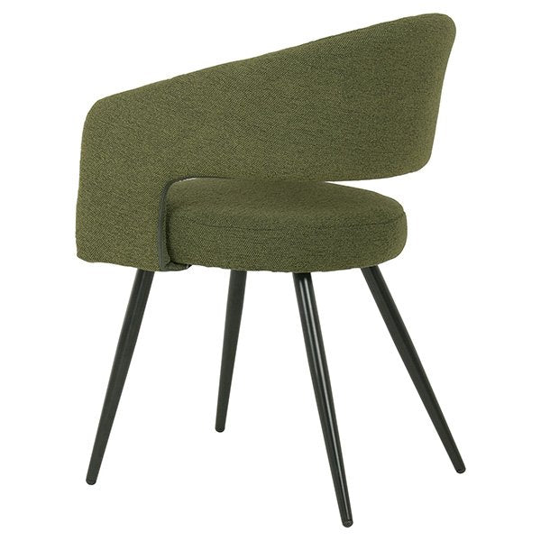 Raleigh Boucle Fabric Carver Dining Chair - Olive