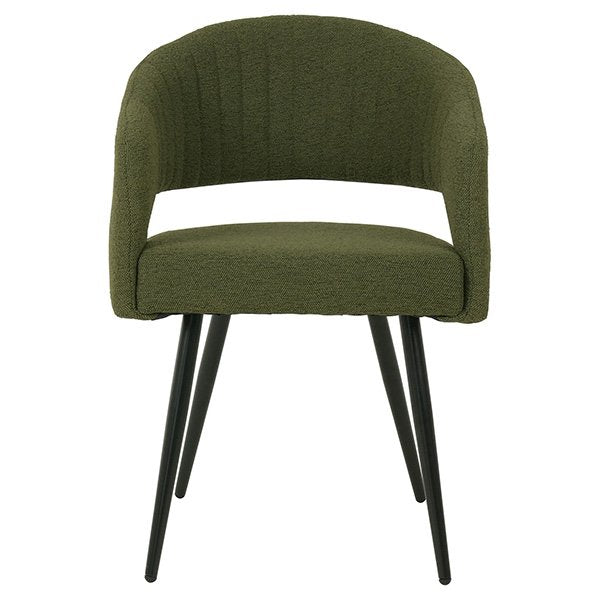 Raleigh Boucle Fabric Carver Dining Chair - Olive