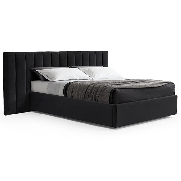 Ralph Wide Base Queen Bed Frame - Black Velvet