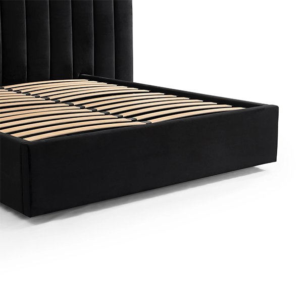 Ralph Wide Base Queen Bed Frame - Black Velvet