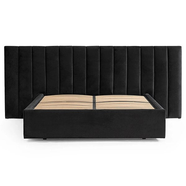 Ralph Wide Base Queen Bed Frame - Black Velvet