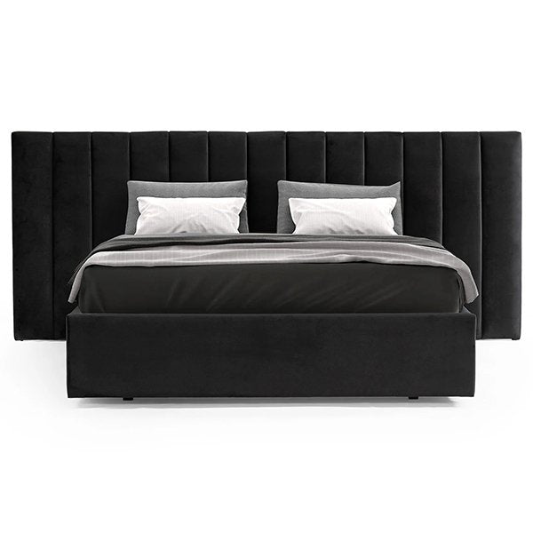 Ralph Wide Base Queen Bed Frame - Black Velvet