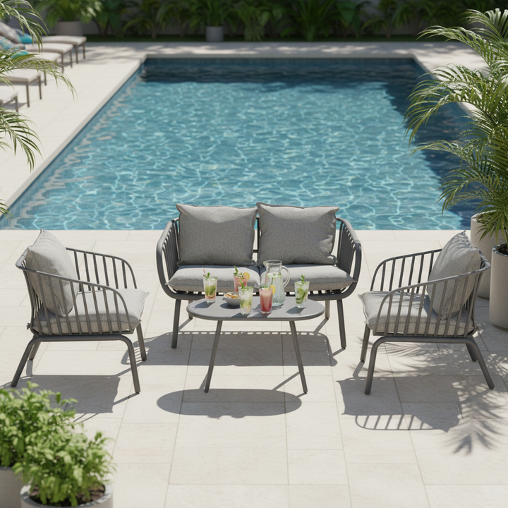 Ravona 4-Piece Outdoor Lounge Setting - Grey