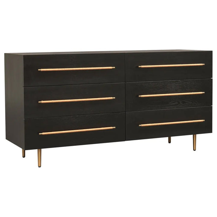 Retreat Oak 6 Drawer Chest - Black