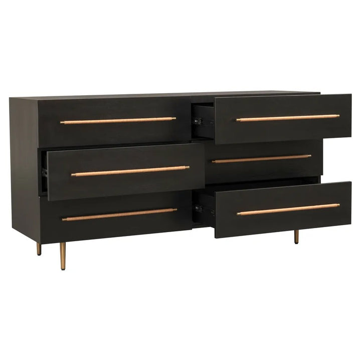 Retreat Oak 6 Drawer Chest - Black