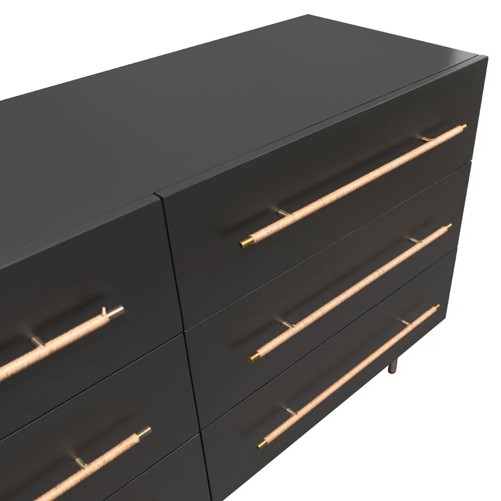 Retreat Oak 6 Drawer Chest - Black