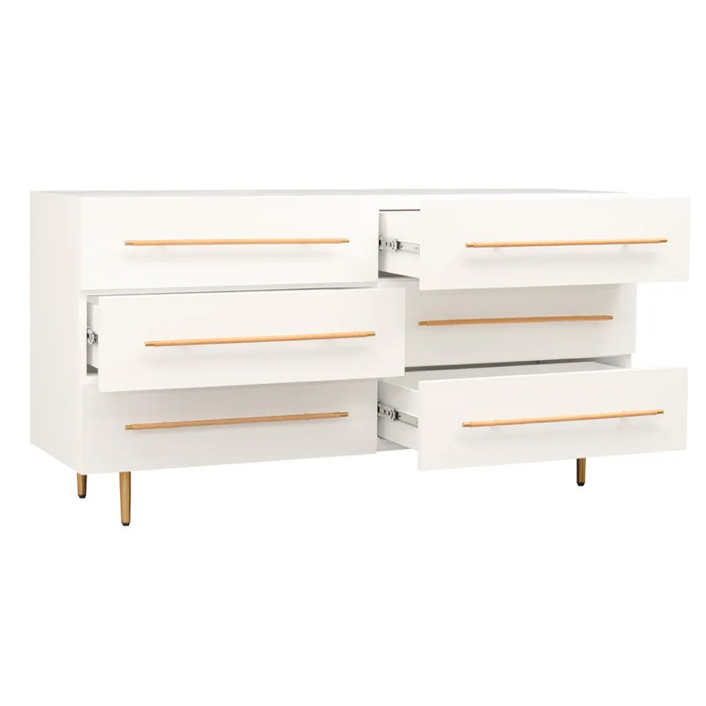 Retreat Oak 6 Drawer Chest - White