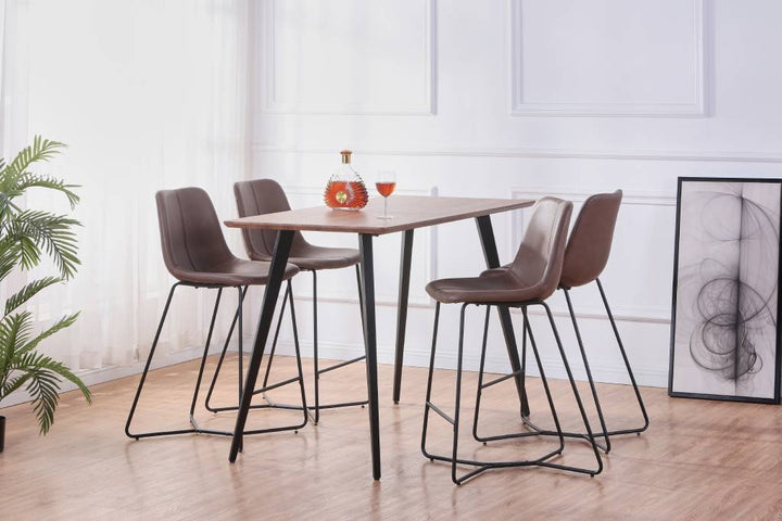 Reyes 5 Piece Bar Table + Stool Dining Set - Brown