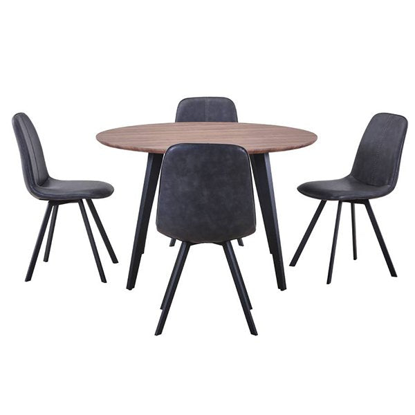 Reyes 5 Piece Round Dining Set - Dark Grey