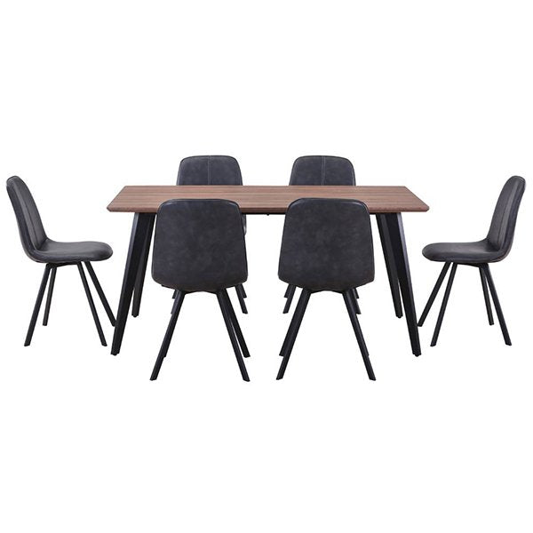 Reyes 7 Piece Rectangular Dining Set - Dark Grey