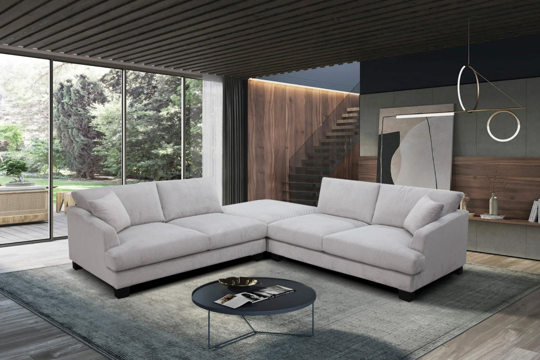 Rigel 3 Piece Corner Fabric Sofa - Cloud