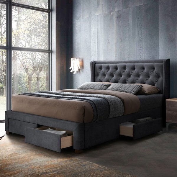 Buy the Calista 4-Drawer King Bed - Dark Grey Online in Australia ...