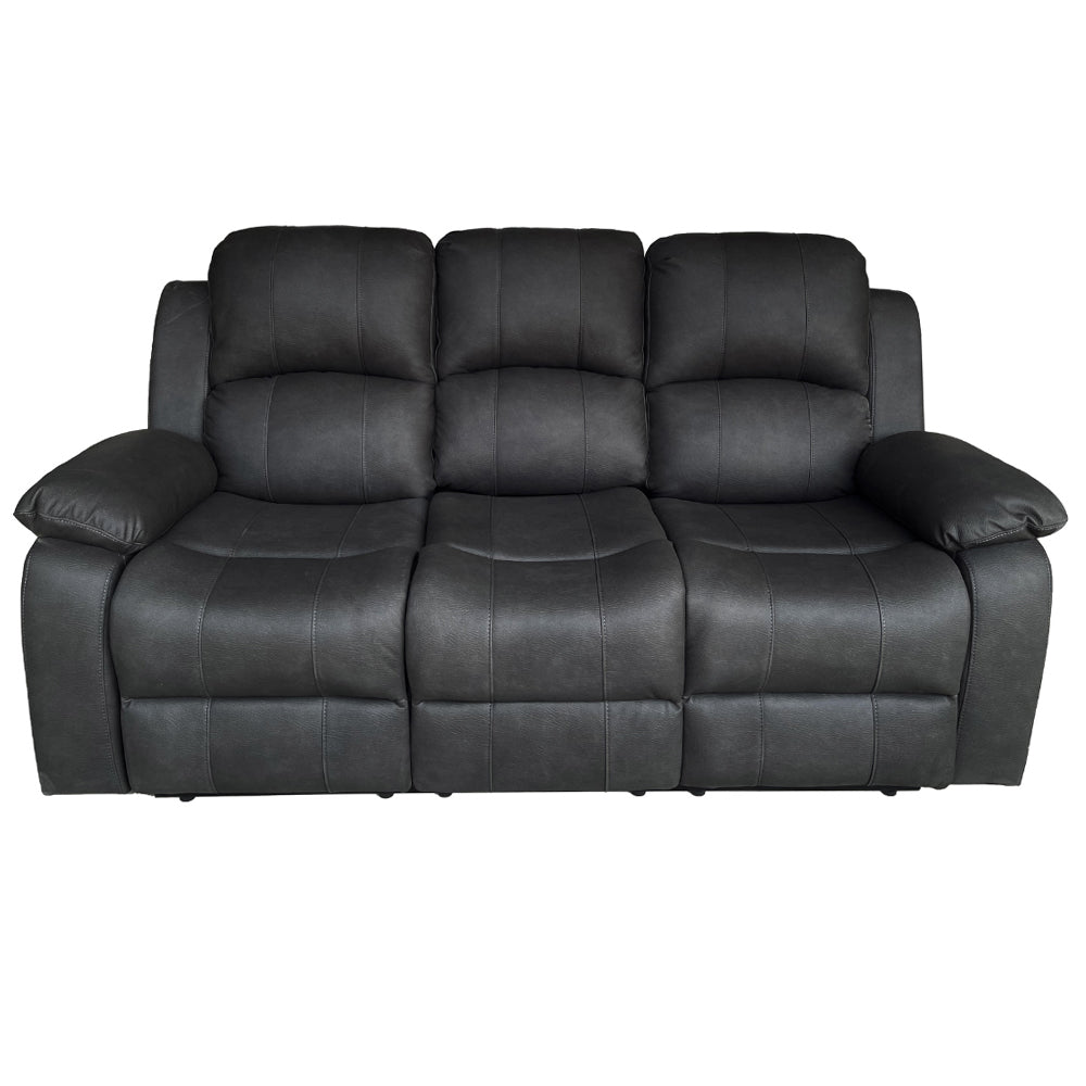 Rivoire 3 Seater Manual Recliner Sofa - Black