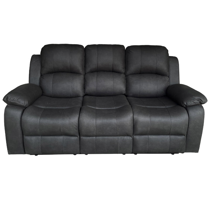 Rivoire 3 Seater Manual Recliner Sofa - Black