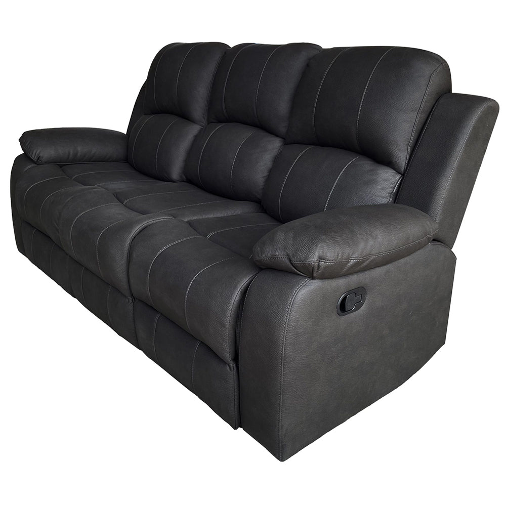 Rivoire 3 Seater Manual Recliner Sofa - Black