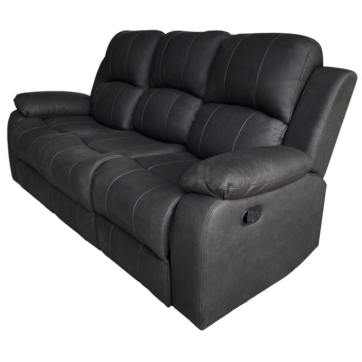 Rivoire 3 Seater Manual Recliner Sofa - Black