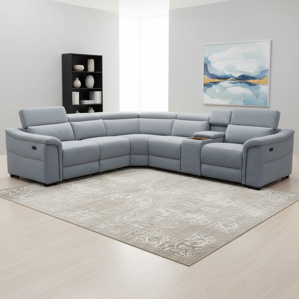 Robertson Fabric Corner Recliner Sofa - Grey