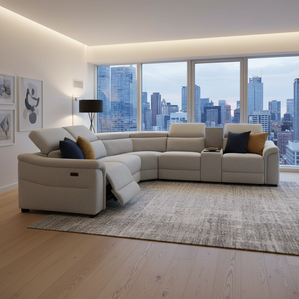 Robertson Fabric Corner Recliner Sofa - Light Grey