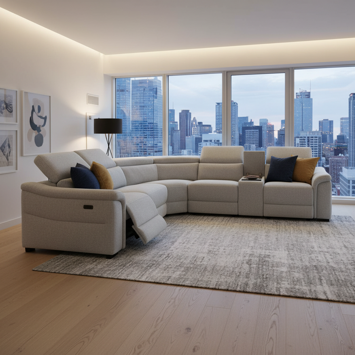 Robertson Fabric Corner Recliner Sofa - Light Grey