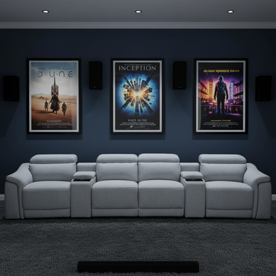 Robertson Fabric Recliner Home Theatre Sofa - Grey