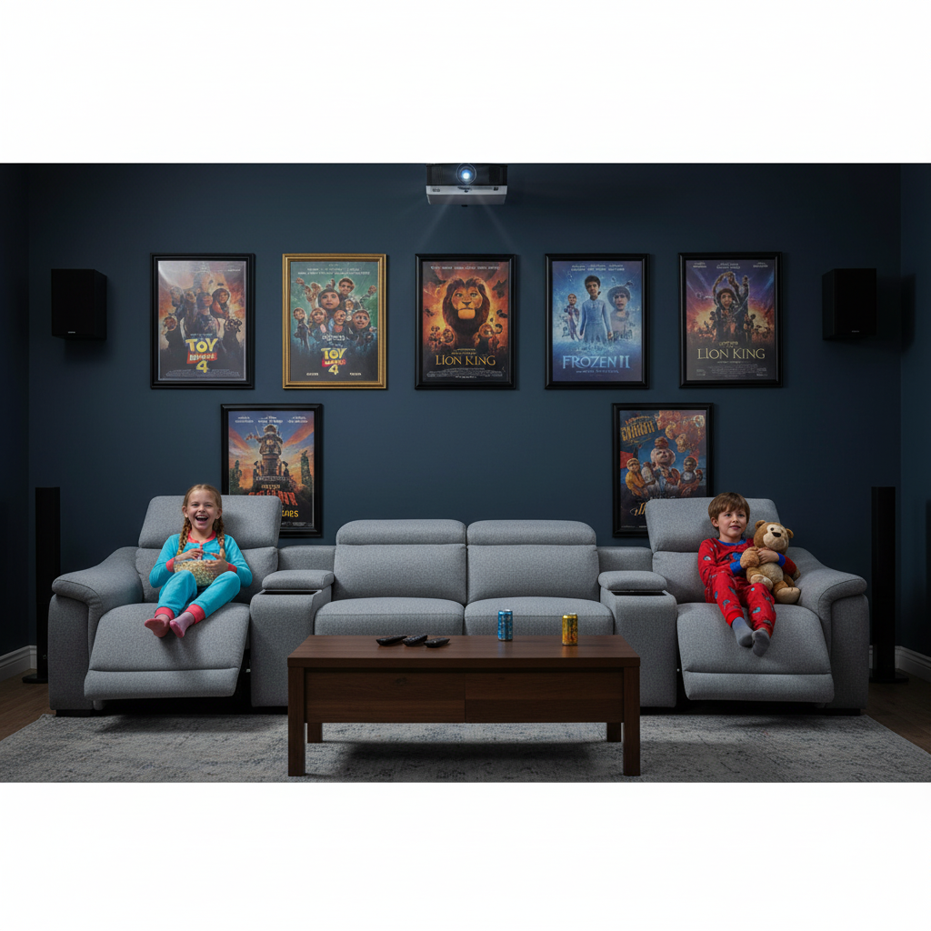 Robertson Fabric Recliner Home Theatre Sofa - Grey