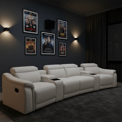 Robertson Fabric Recliner Home Theatre Sofa - Light Grey