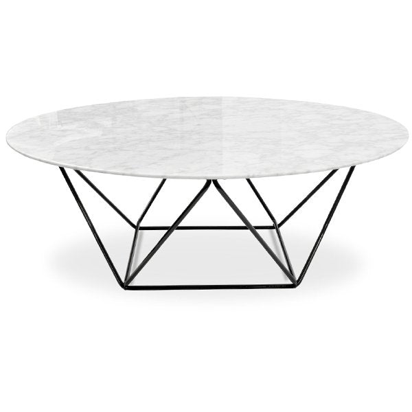 Robin 100cm Round Marble Coffee Table - Black Base