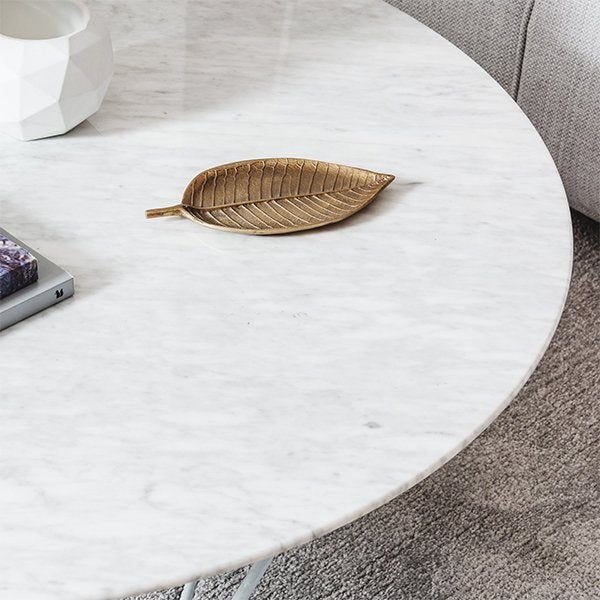 Robin 100cm Round Marble Coffee Table - White Base