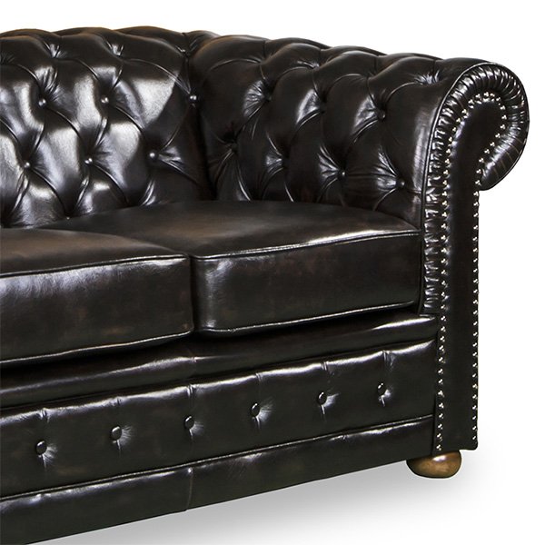 Rochester Chesterfield 2 Seater Genuine Leather Sofa - Brown