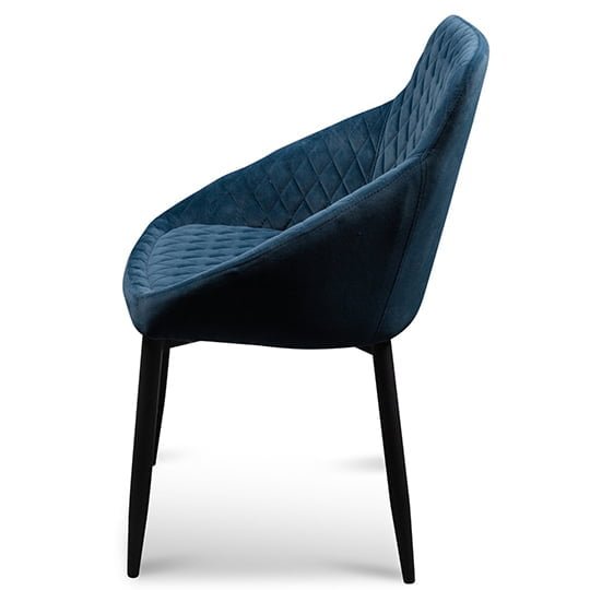 Set of 2 - Rolf Dining Chair - Navy Blue Velvet in Black Legs