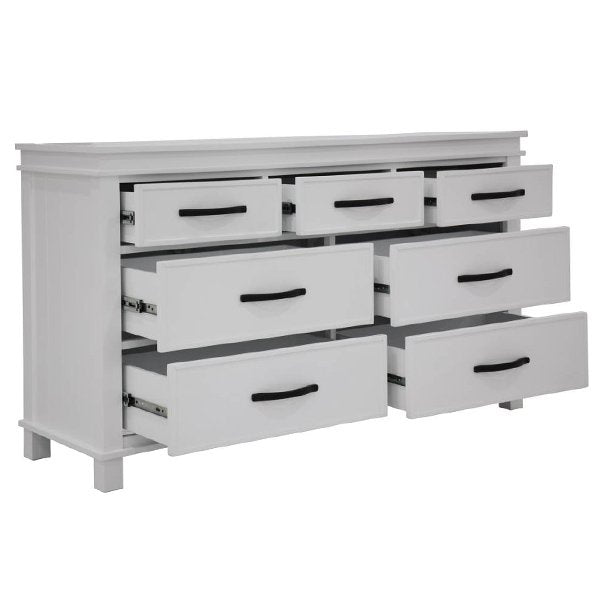 Rosenthall White Acacia Timber 7 Drawer Dresser