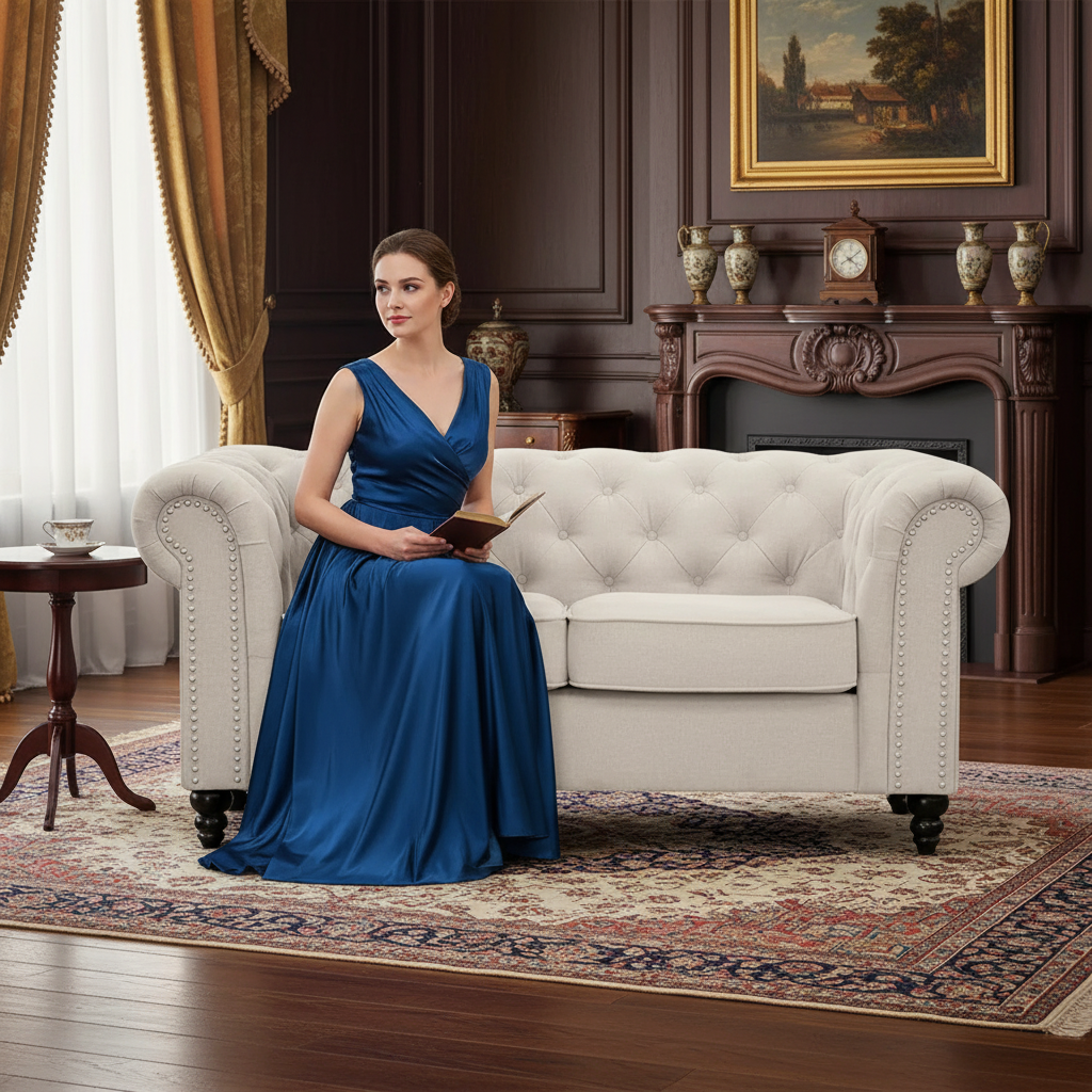 Royale Chesterfield 2 Seater Fabric Sofa