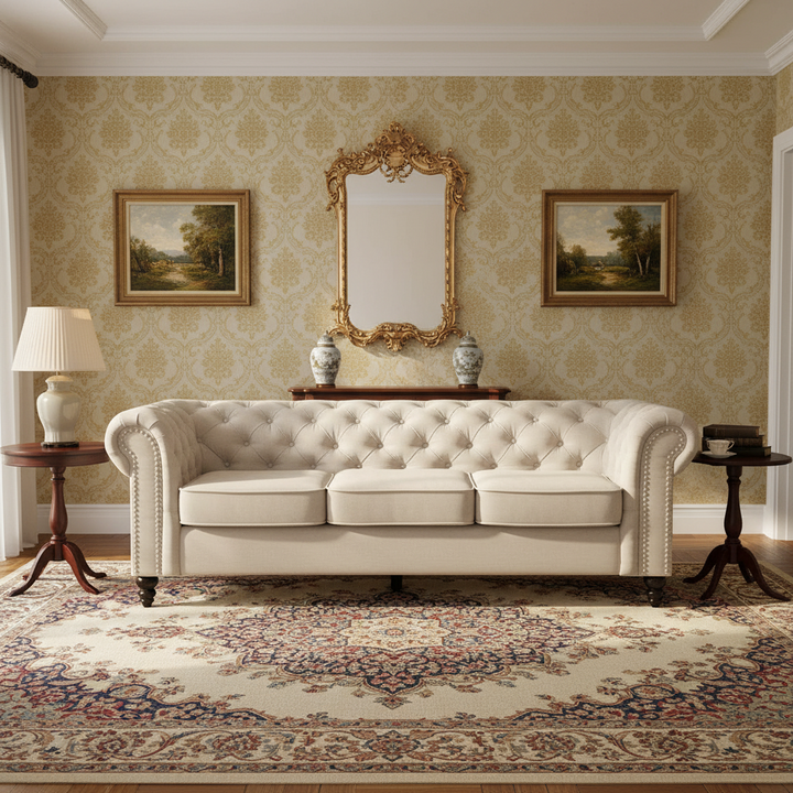 Royale Chesterfield 3 Seater Fabric Sofa
