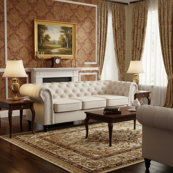 Royale Chesterfield 3 Seater Fabric Sofa