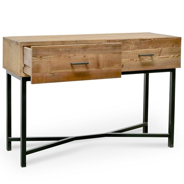Royce 1.2m Reclaimed Pine Console Table - Black Base