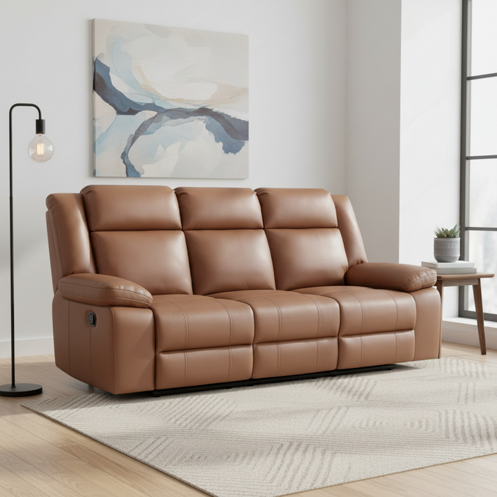 Rozelle 3 Seater Recliner Sofa - Tan